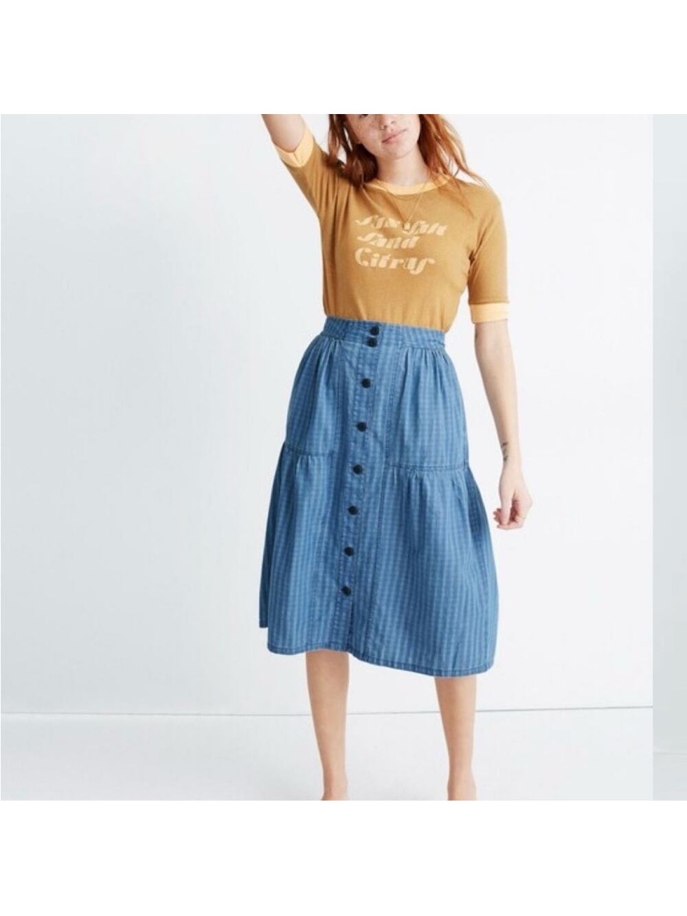 Madewell button-front midi skirt
size 0